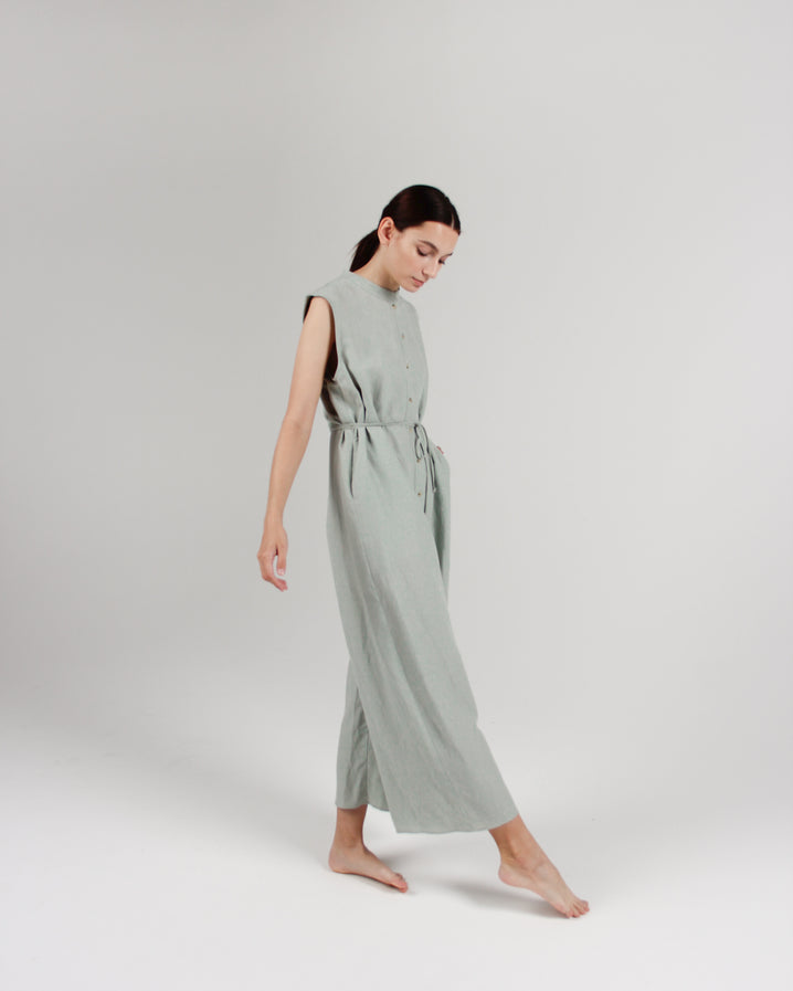 The Sleeveless Jumpsuit in Celadon