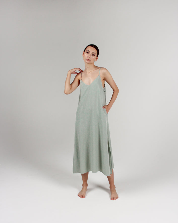 The Cala Slip Dress in Celadon