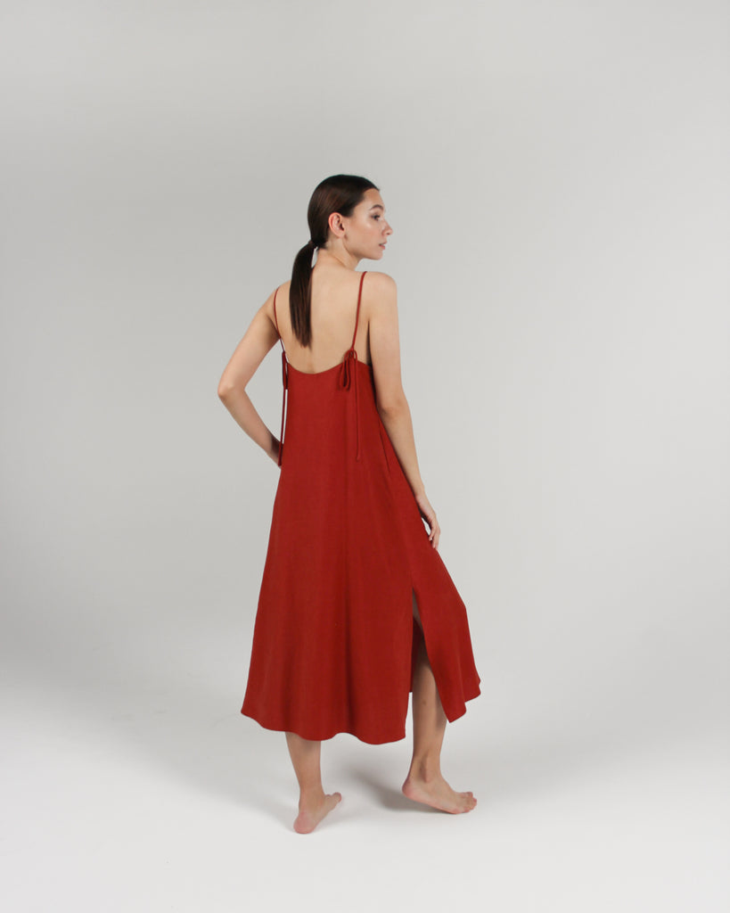 The Cala Slip Dress in Rust