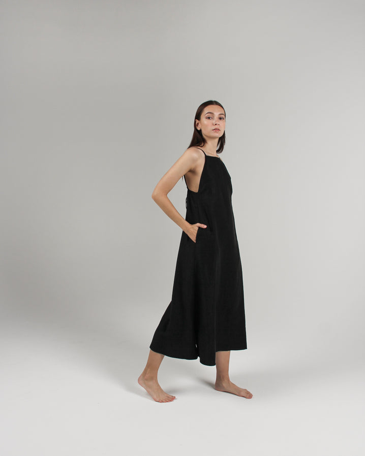 The Isla Slip Dress in Jet Black