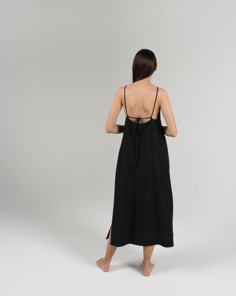 The Isla Slip Dress in Jet Black