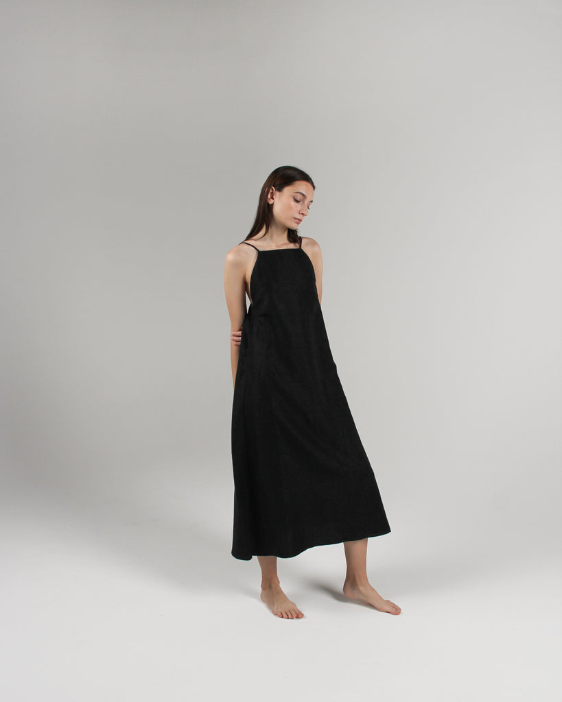 The Isla Slip Dress in Jet Black