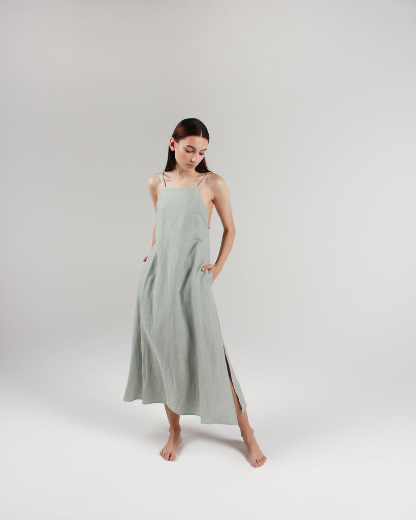 The Isla Slip Dress in Celadon