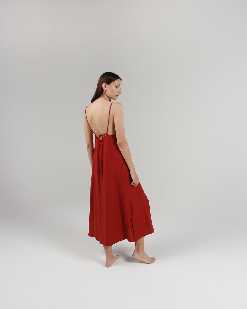 The Isla Slip Dress in Rust