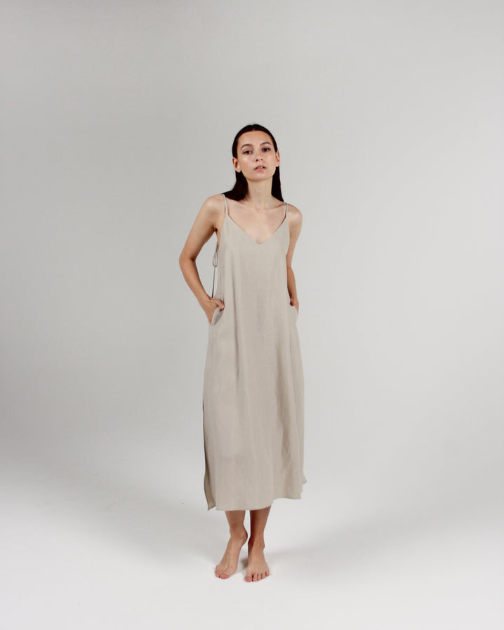 The Cala Slip Dress in Bone