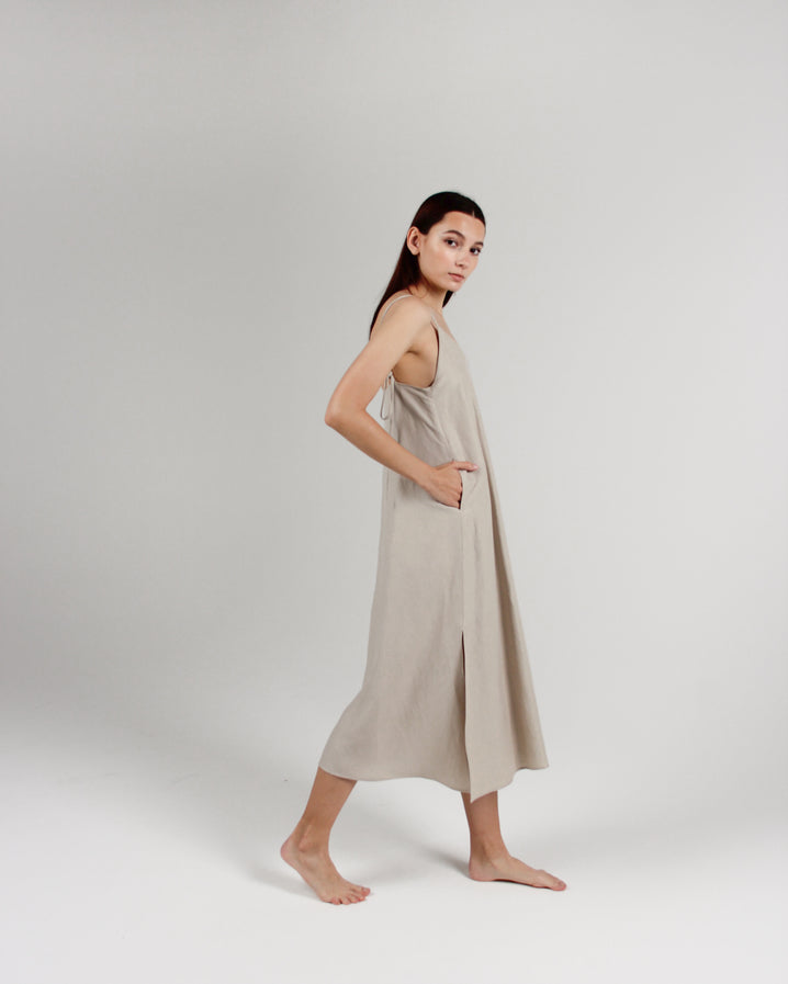 The Cala Slip Dress in Bone