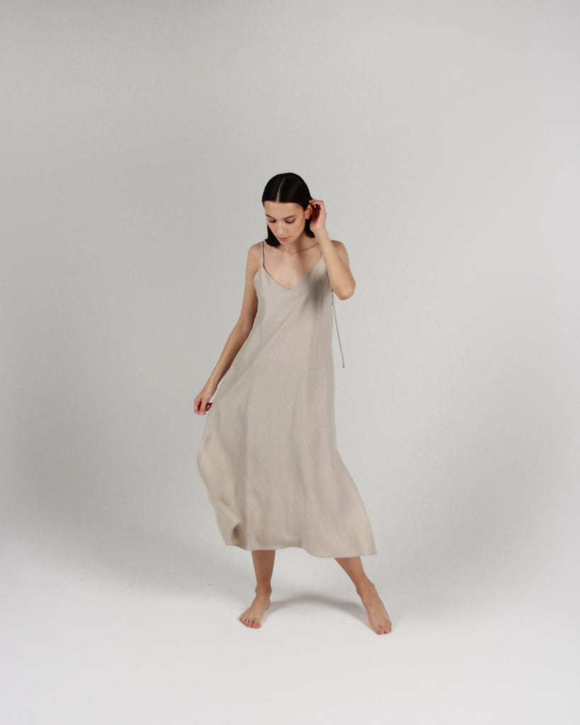 The Cala Slip Dress in Bone