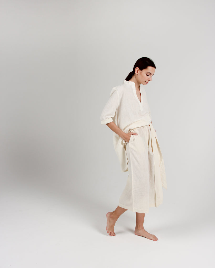 The Tie-Waist Culotte in Natural