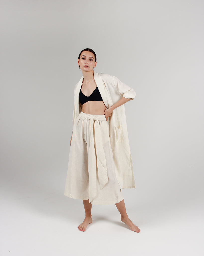 The Tie-Waist Culotte in Natural