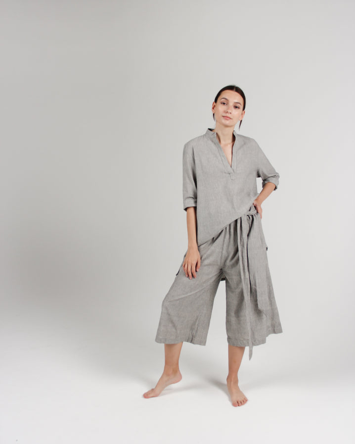 The Tie-Waist Culotte in Stripe
