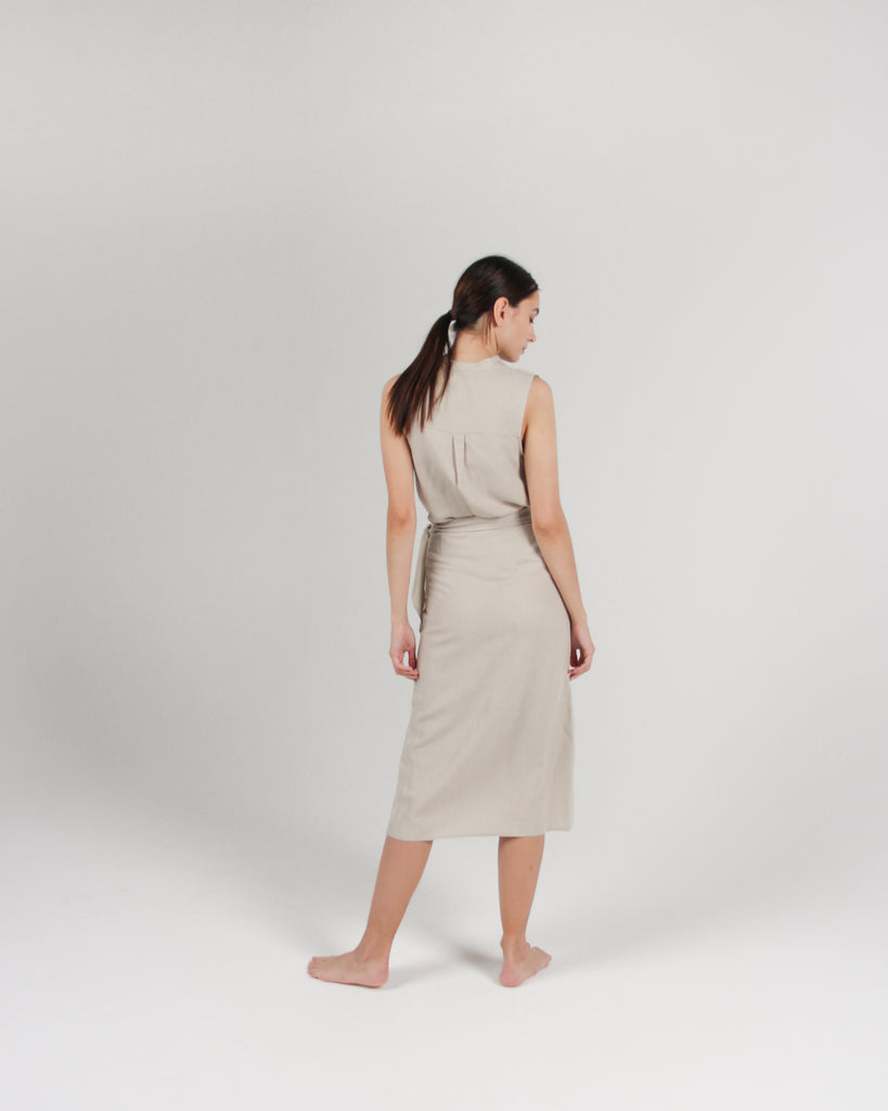 The Midi Wrap Pareo Wrap Skirt in Bone