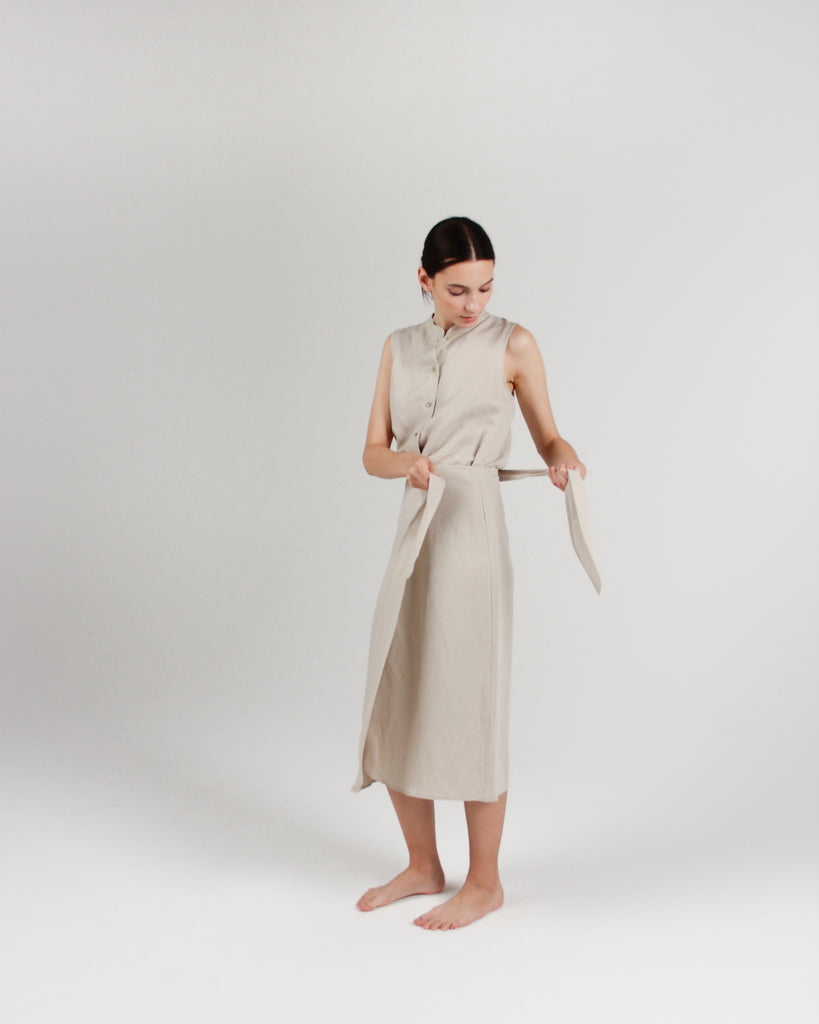 The Midi Wrap Pareo Wrap Skirt in Bone
