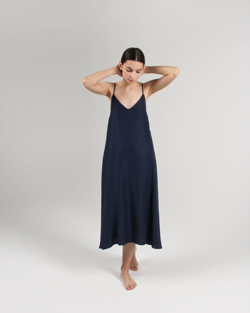 The Cala Slip Dress in Navy