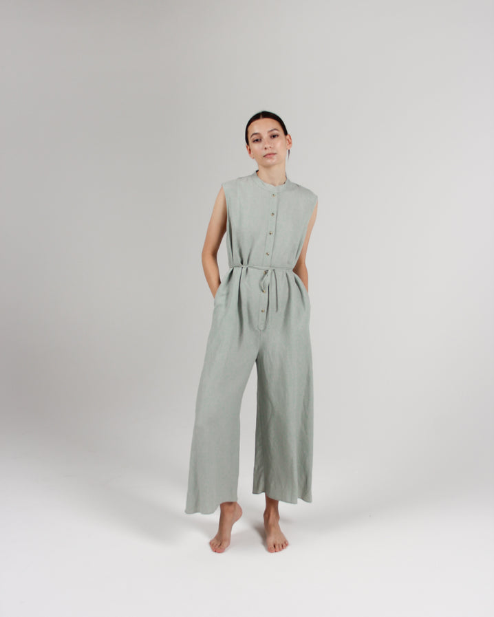 The Sleeveless Jumpsuit in Celadon