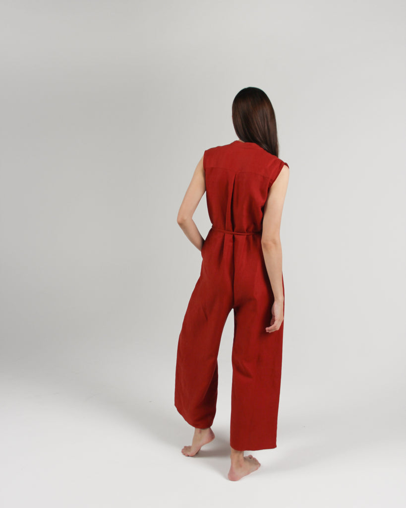 The Sleeveless Jumpsuit in Rust